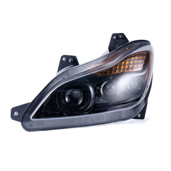 LED Projector Headlight Assembly for Semi-truck, Fit for Kenworth T680 2021, w/Led Turn Signal, Parking Light, Side Marker, Plug & Play, CREE LED Chips, Passenger and Driver Side